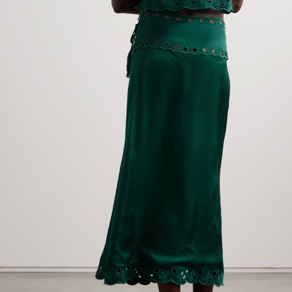FARM RIO GREEN RICHELIEU MIDI SKIRT SIZE M CAMISOLE TOP SIZE S SET NWT - Picture 9 of 10